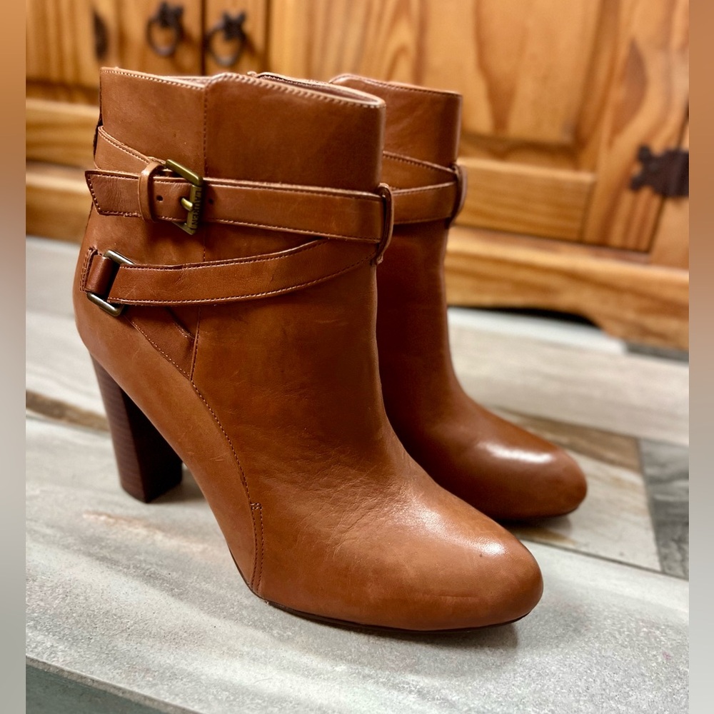 Ralph Lauren Tan Leather Ankle Booties Size 8